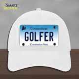 Golfer Connecticut Novelty License Plate Hat Unconstructed Cotton / White