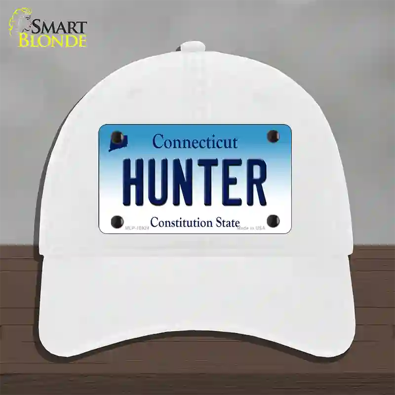 Hunter Connecticut Novelty License Plate Hat Unconstructed Cotton / White