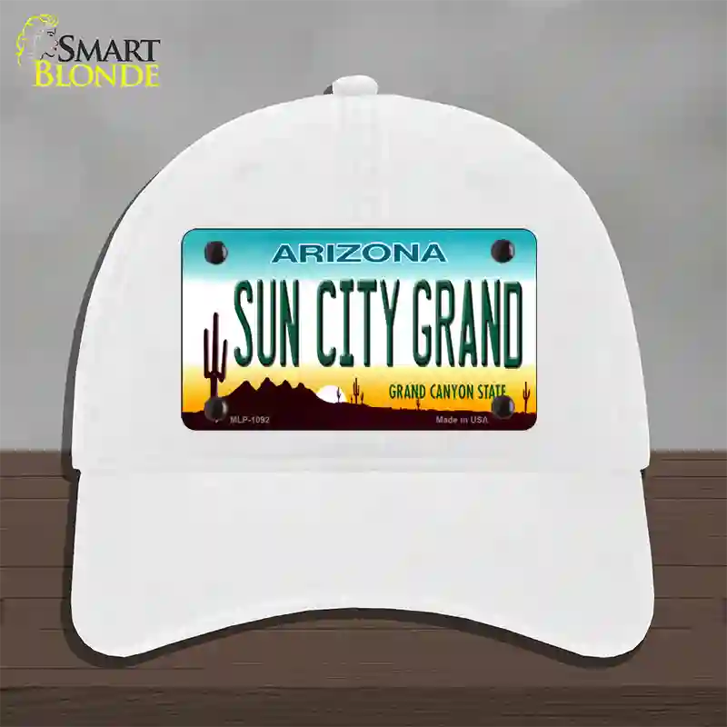 Sun City Grand Arizona Novelty License Plate Hat Unconstructed Cotton / White