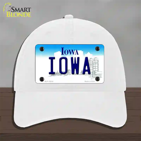 Iowa State Novelty License Plate Hat Unconstructed Cotton / White