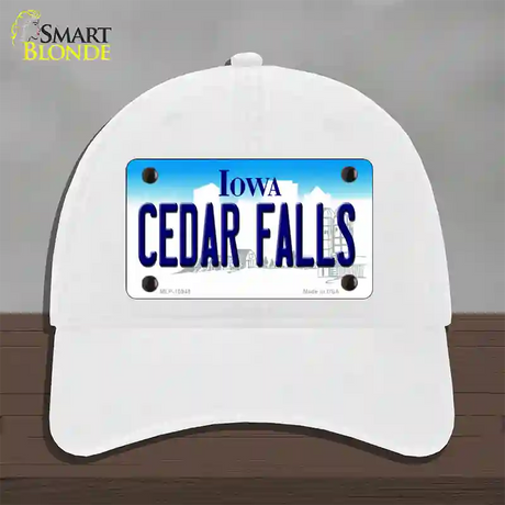 Cedar Falls Iowa Novelty License Plate Hat Unconstructed Cotton / White