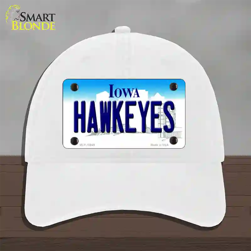 Hawkeyes Iowa Novelty License Plate Hat Unconstructed Cotton / White