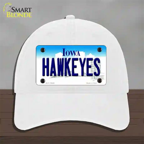 Hawkeyes Iowa Novelty License Plate Hat Unconstructed Cotton / White