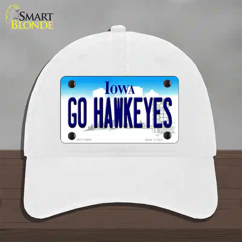 Go Hawkeyes Iowa Novelty License Plate Hat Unconstructed Cotton / White