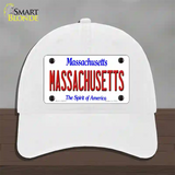 Massachusetts State Novelty License Plate Hat Unconstructed Cotton / White