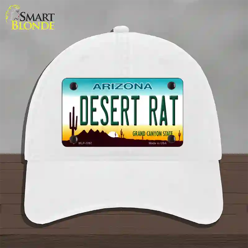 Desert Rat Arizona Novelty License Plate Hat Unconstructed Cotton / White