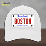 Boston Massachusetts Novelty License Plate Hat Unconstructed Cotton / White