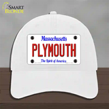 Plymouth Massachusetts Novelty License Plate Hat Unconstructed Cotton / White