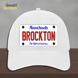 Brockton Massachusetts Novelty License Plate Hat Unconstructed Cotton / White