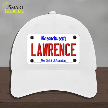 Lawrence Massachusetts Novelty License Plate Hat Unconstructed Cotton / White