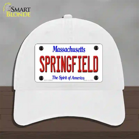 Springfield Massachusetts Novelty License Plate Hat Unconstructed Cotton / White