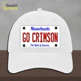 Go Crimson Massachusetts Novelty License Plate Hat Unconstructed Cotton / White