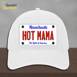 Hot Mama Massachusetts Novelty License Plate Hat Unconstructed Cotton / White