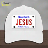 Jesus Massachusetts Novelty License Plate Hat Unconstructed Cotton / White