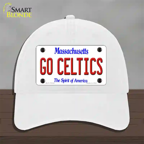 Go Celtics Massachusetts Novelty License Plate Hat Unconstructed Cotton / White