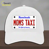 Moms Taxi Massachusetts Novelty License Plate Hat Unconstructed Cotton / White