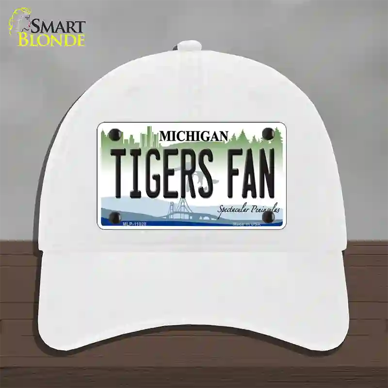 Tigers Fans Michigan Novelty License Plate Hat Unconstructed Cotton / White