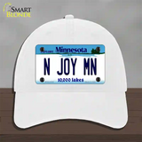 N Joy MN Minnesota Novelty License Plate Hat Unconstructed Cotton / White