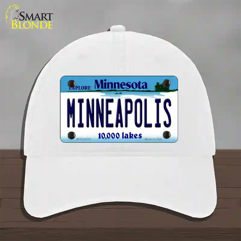 Minneapolis Minnesota State Novelty License Plate Hat Unconstructed Cotton / White