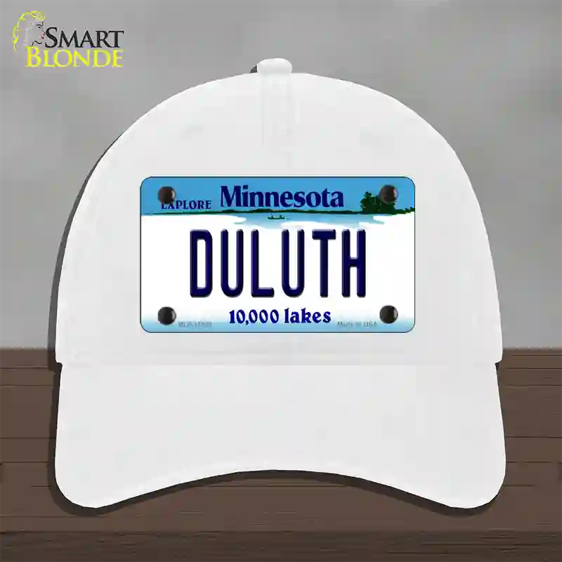 Duluth Minnesota State Novelty License Plate Hat Unconstructed Cotton / White