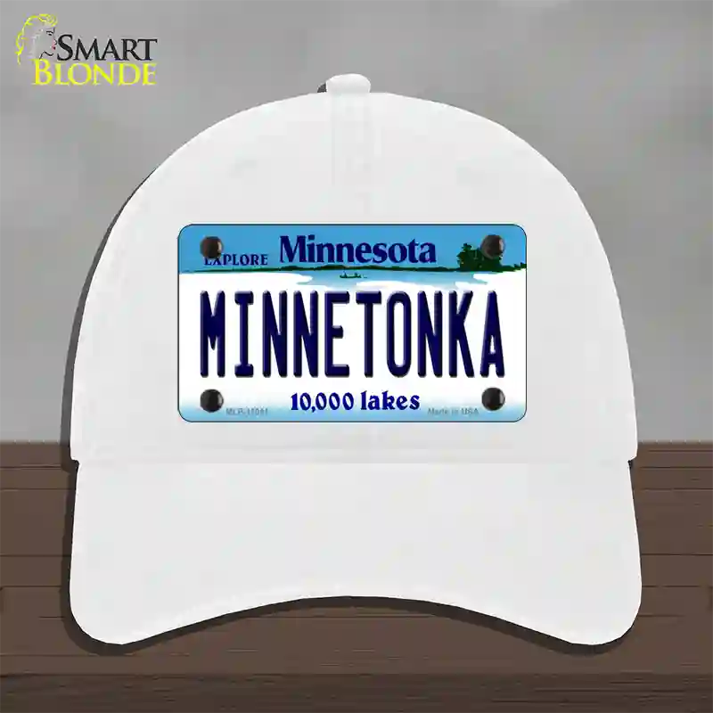 Minnetonka Minnesota State Novelty License Plate Hat Unconstructed Cotton / White