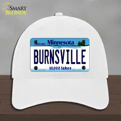 Burnsville Minnesota State Novelty License Plate Hat Unconstructed Cotton / White