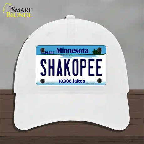 Shakopee Minnesota State Novelty License Plate Hat Unconstructed Cotton / White