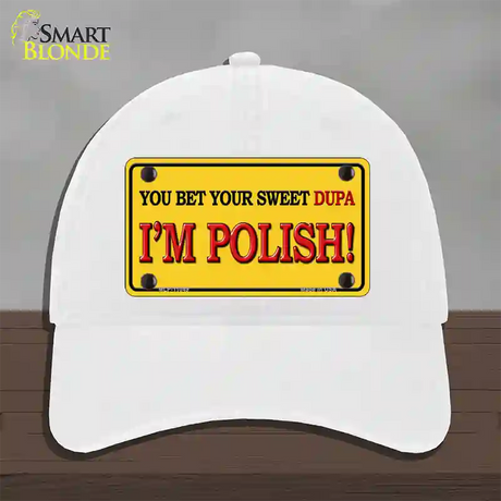 Im Polish Yellow Novelty License Plate Hat Unconstructed Cotton / White