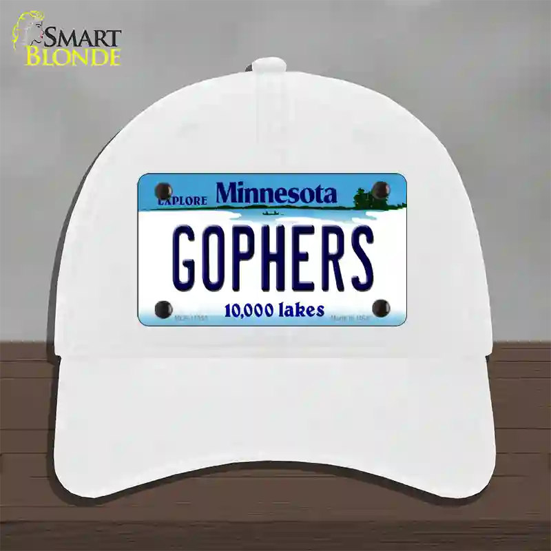 Gophers Minnesota State Novelty License Plate Hat Unconstructed Cotton / White