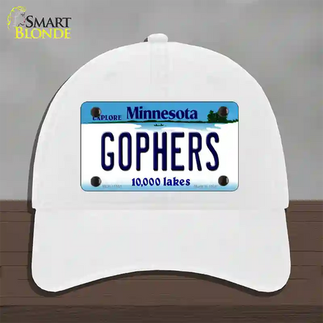 Gophers Minnesota State Novelty License Plate Hat Unconstructed Cotton / White