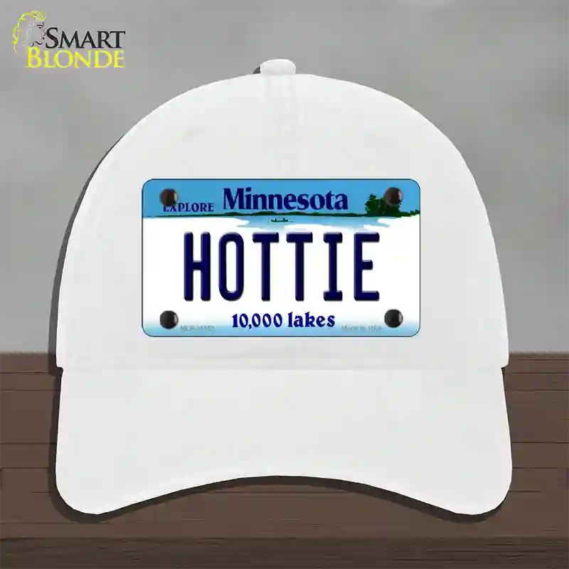 Hottie Minnesota State Novelty License Plate Hat Unconstructed Cotton / White