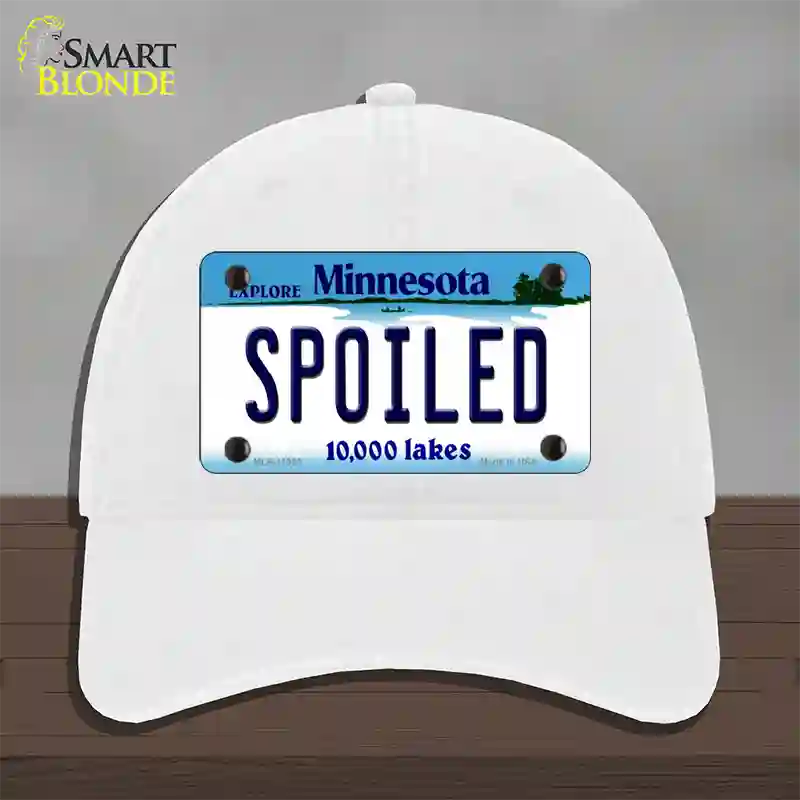 Spoiled Minnesota State Novelty License Plate Hat Unconstructed Cotton / White