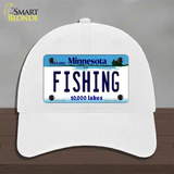 Fishing Minnesota State Novelty License Plate Hat Unconstructed Cotton / White