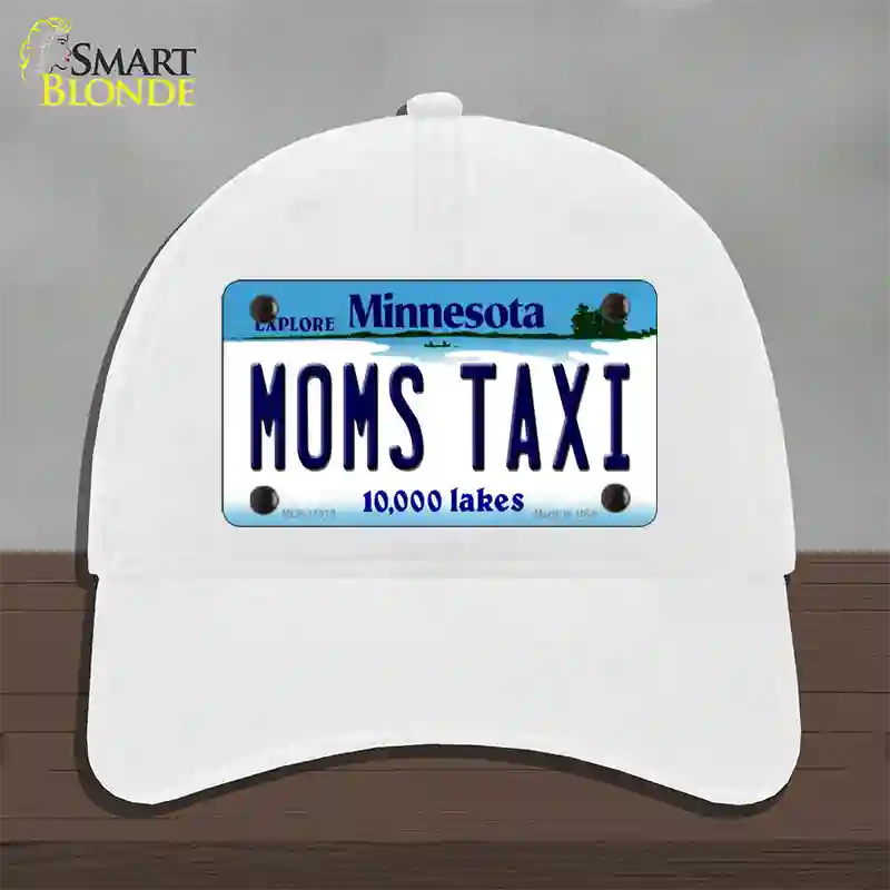 Moms Taxi Minnesota State Novelty License Plate Hat Unconstructed Cotton / White