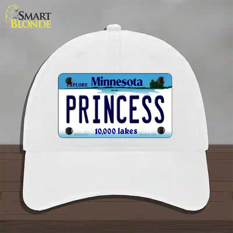 Princess Minnesota State Novelty License Plate Hat Unconstructed Cotton / White