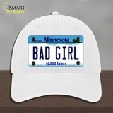 Bad Girl Minnesota State Novelty License Plate Hat Unconstructed Cotton / White