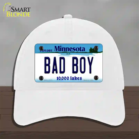 Bad Boy Minnesota State Novelty License Plate Hat Unconstructed Cotton / White