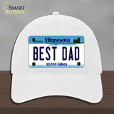 Best Dad Minnesota State Novelty License Plate Hat Unconstructed Cotton / White