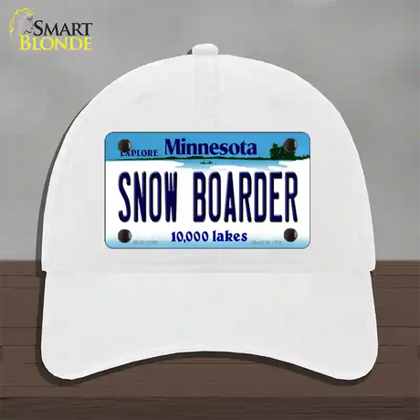 Snow Boarder Minnesota State Novelty License Plate Hat Unconstructed Cotton / White