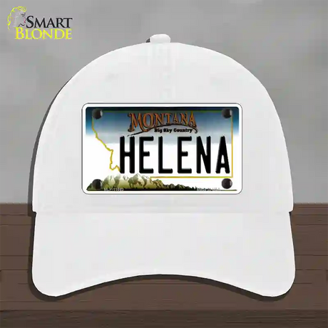 Helena Montana State Novelty License Plate Hat Unconstructed Cotton / White