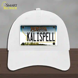 Kalispell Montana State Novelty License Plate Hat Unconstructed Cotton / White