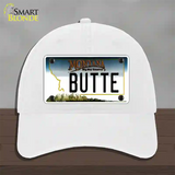 Butte Montana State Novelty License Plate Hat Unconstructed Cotton / White