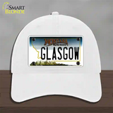 Glasgow Montana State Novelty License Plate Hat Unconstructed Cotton / White