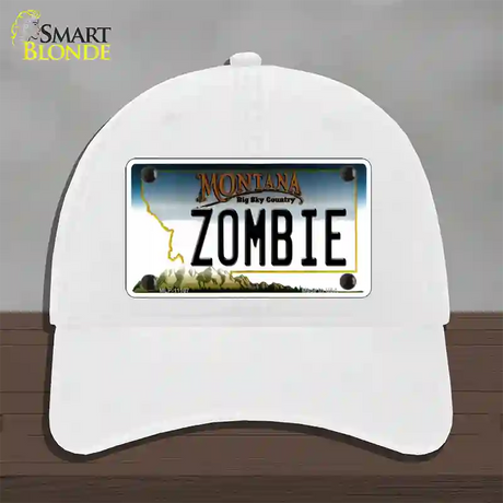 Zombie Montana State Novelty License Plate Hat Unconstructed Cotton / White