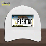 Fishing Montana State Novelty License Plate Hat Unconstructed Cotton / White