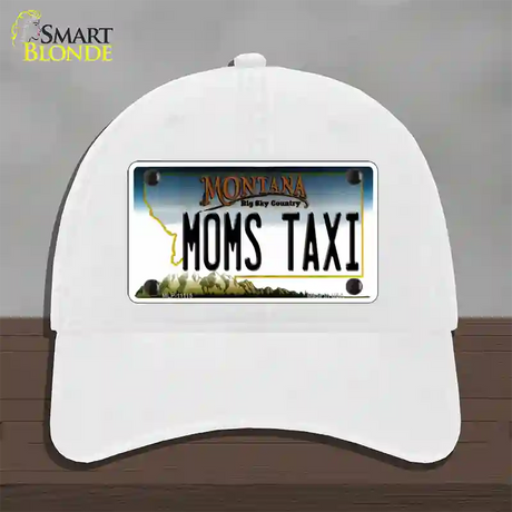 Moms Taxi Montana State Novelty License Plate Hat Unconstructed Cotton / White