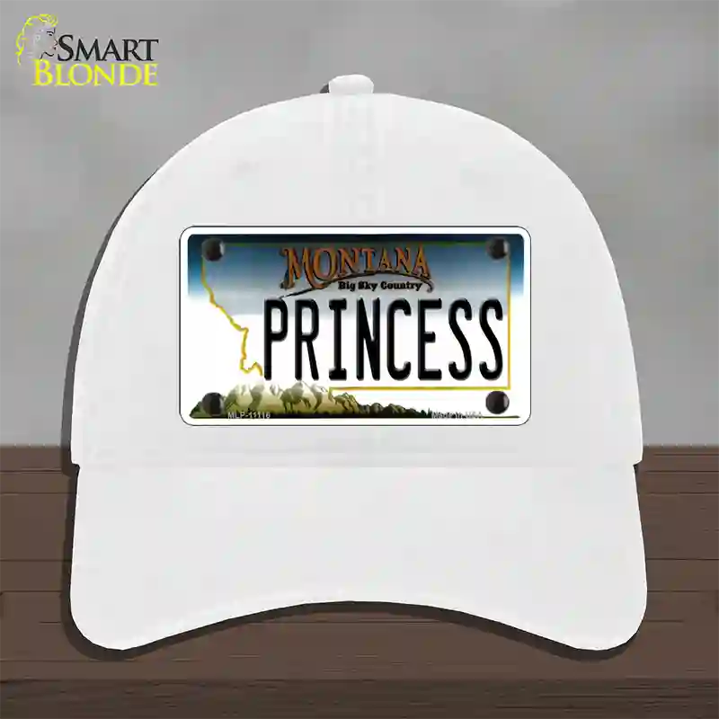 Princess Montana State Novelty License Plate Hat Unconstructed Cotton / White