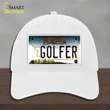 Golfer Montana State Novelty License Plate Hat Unconstructed Cotton / White