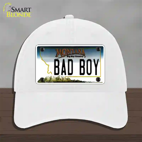 Bad Boy Montana State Novelty License Plate Hat Unconstructed Cotton / White