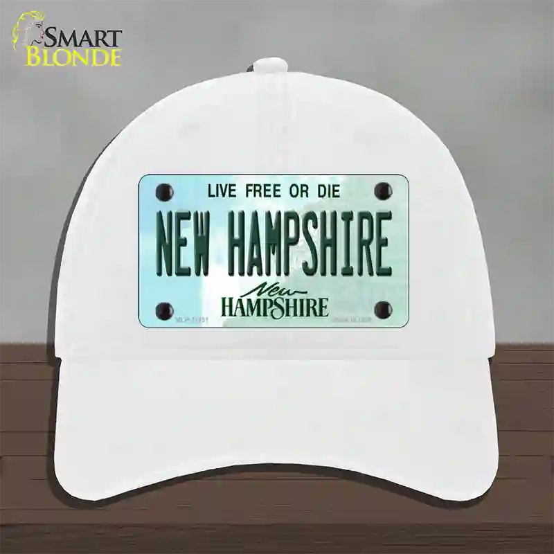 New Hampshire State Novelty License Plate Hat Unconstructed Cotton / White